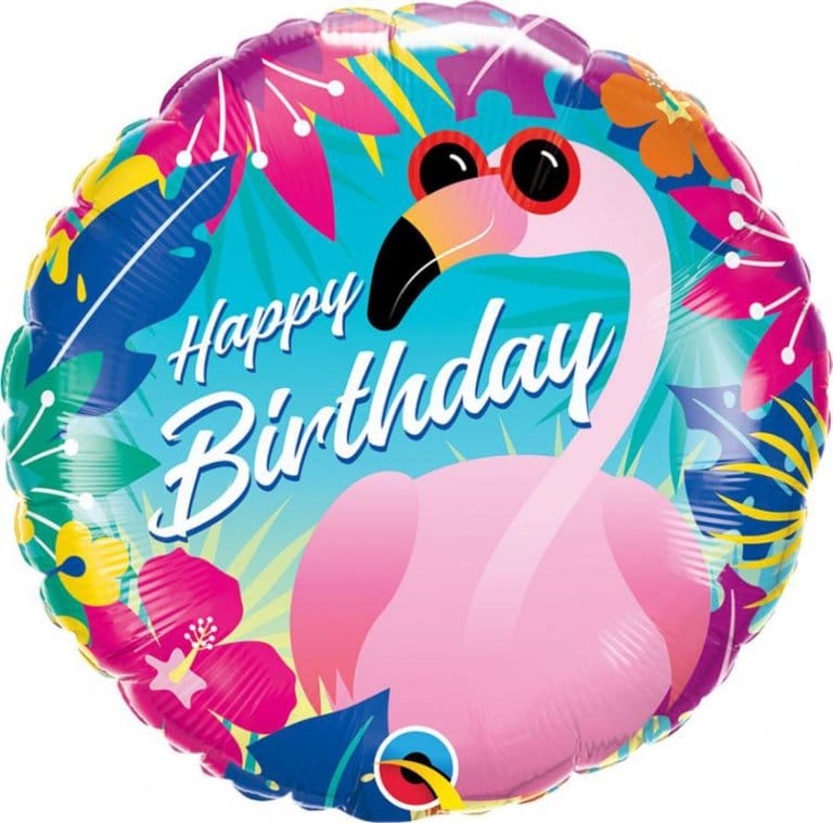 Fólia Lufi 18" - Boldog születésnapot - Flamingó